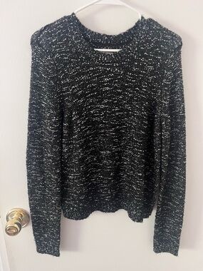 Alice and Olivia X Scoop Collab Marled Sparkle Black Sweater Sequin Crewneck L